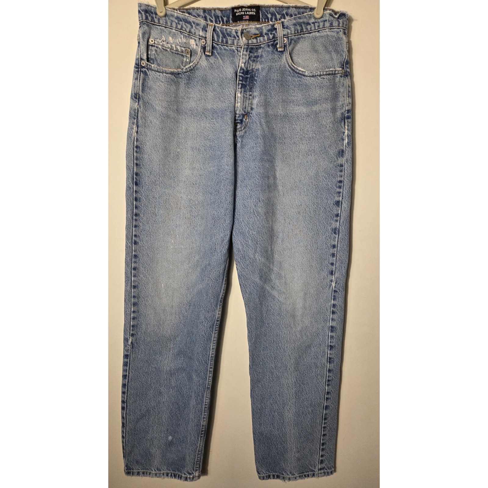 Polo Ralph Lauren Jeans Mens 36x32 Relaxed Vintage Light Wash Distressed Grunge